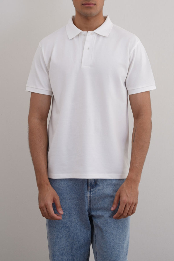 WHITE COTTON POLO SHIRT