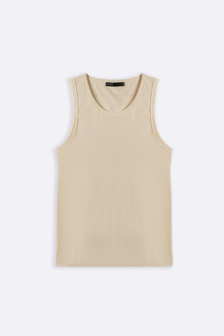 BEIGE RIBBED TANK TOP