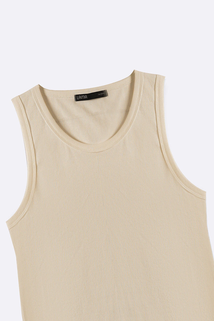 BEIGE RIBBED TANK TOP