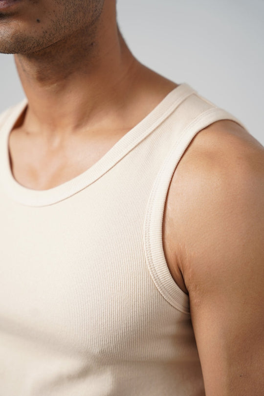 BEIGE RIBBED TANK TOP