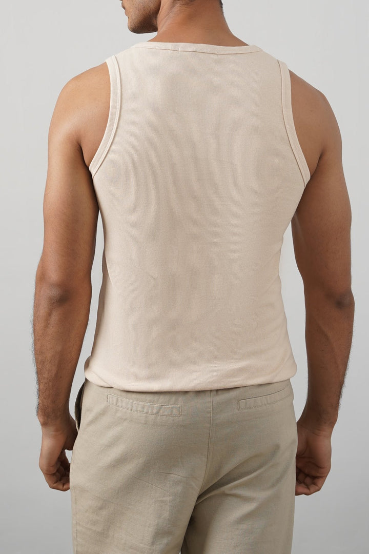 BEIGE RIBBED TANK TOP