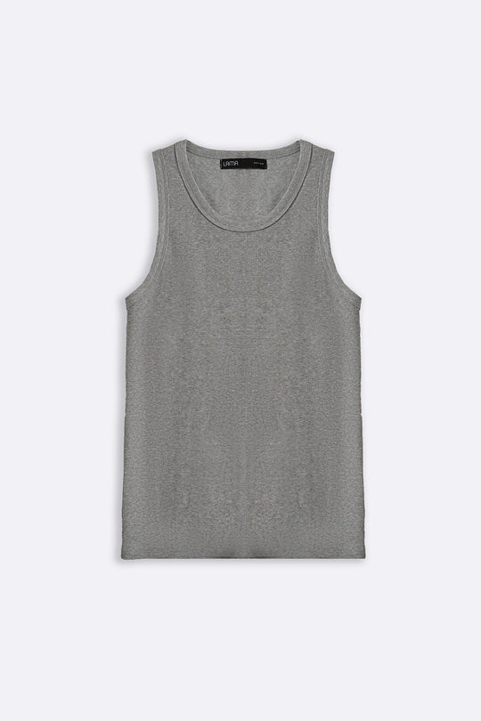HEATHER GREY RIBBED TANK TOP