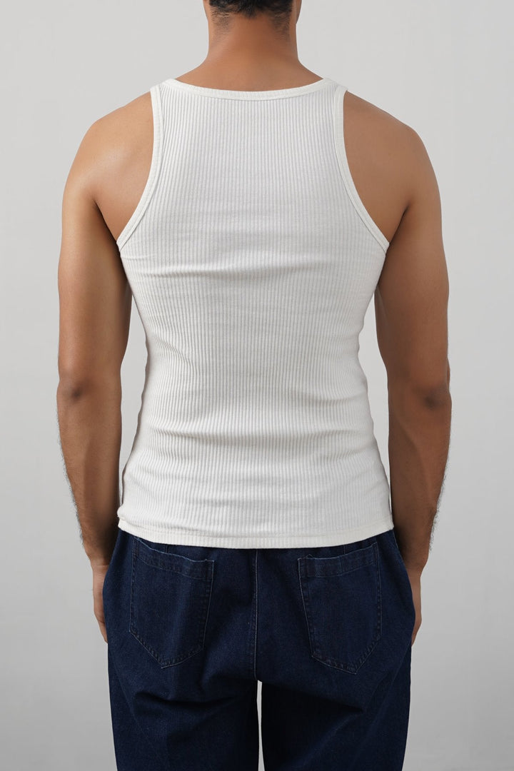 IVORY RIBBED TANK TOP