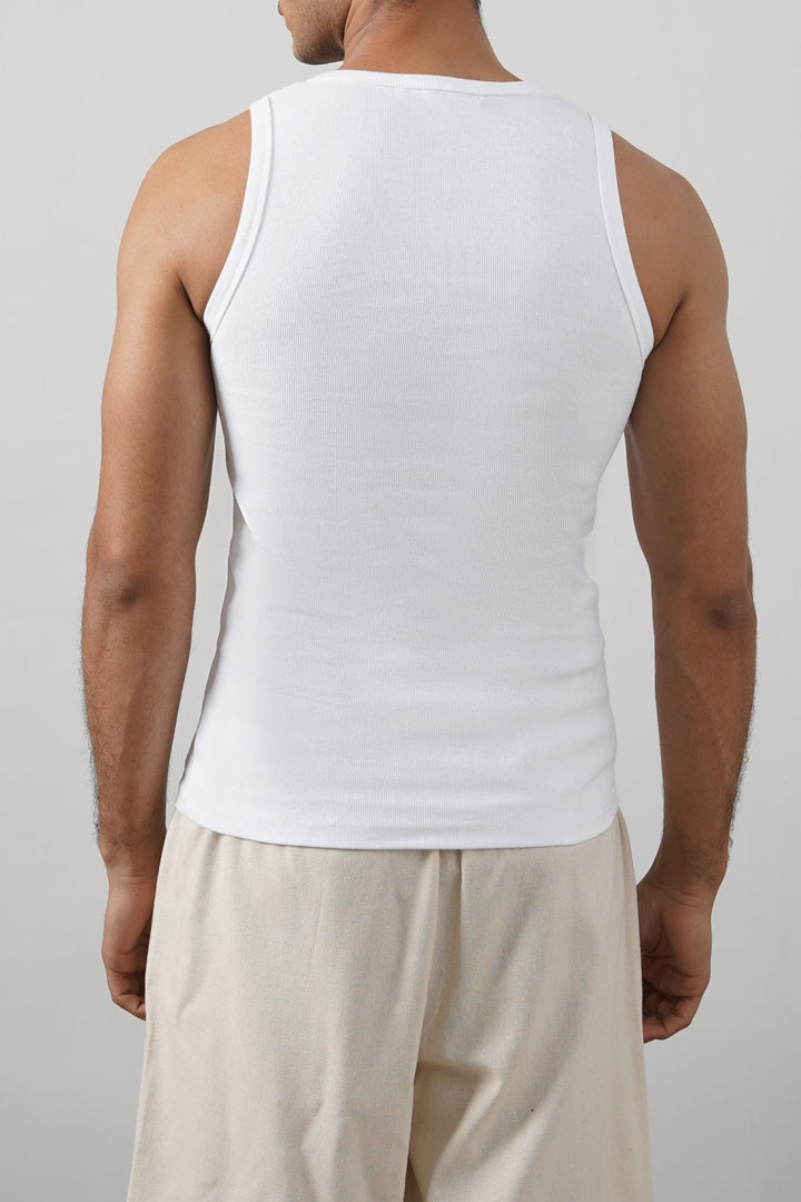 WHITE RIBBED TANK TOP