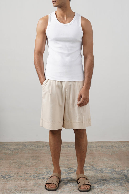 WHITE RIBBED TANK TOP