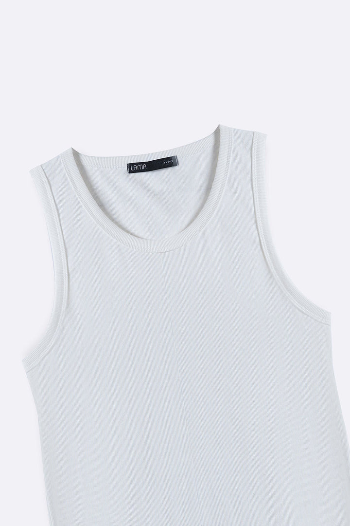 WHITE RIBBED TANK TOP