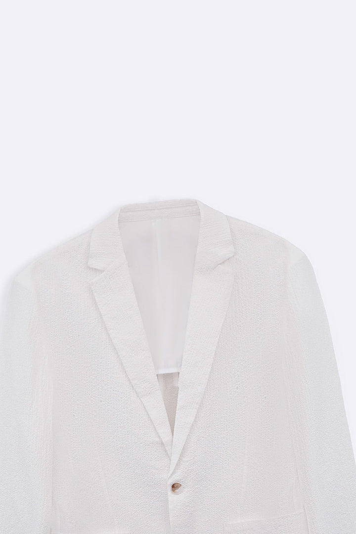 WHITE SEERSUCKER BLAZER