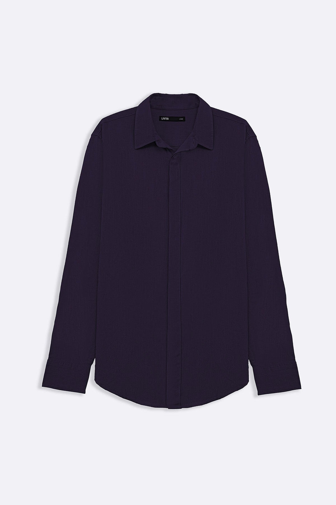 MELANGE NAVY SHIRT WITH HIDDEN PLACKET