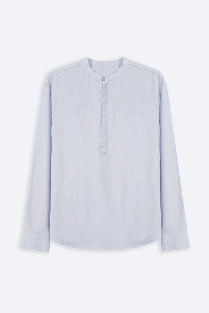 SKY BLUE HALF PLACKET SHIRT