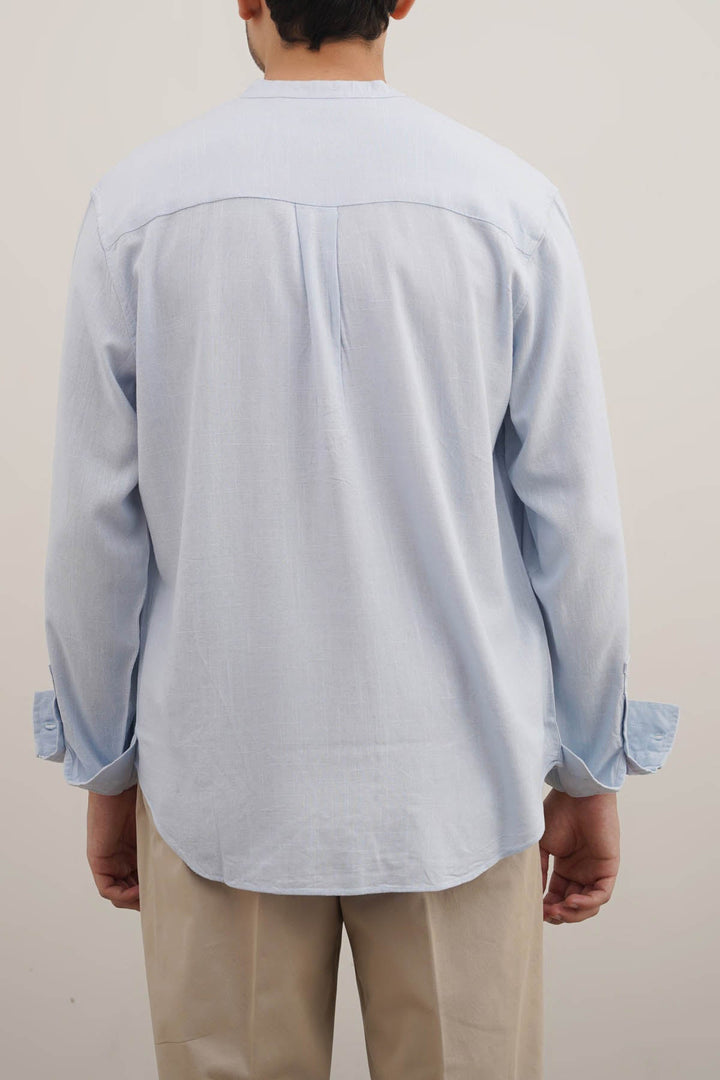 SKY BLUE HALF PLACKET SHIRT