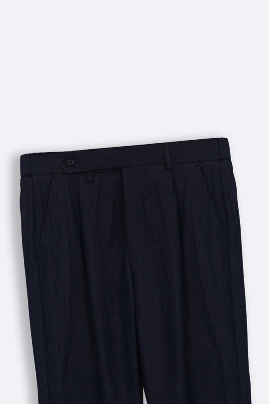 DARK BLUE TAILORED TWILL PANTS