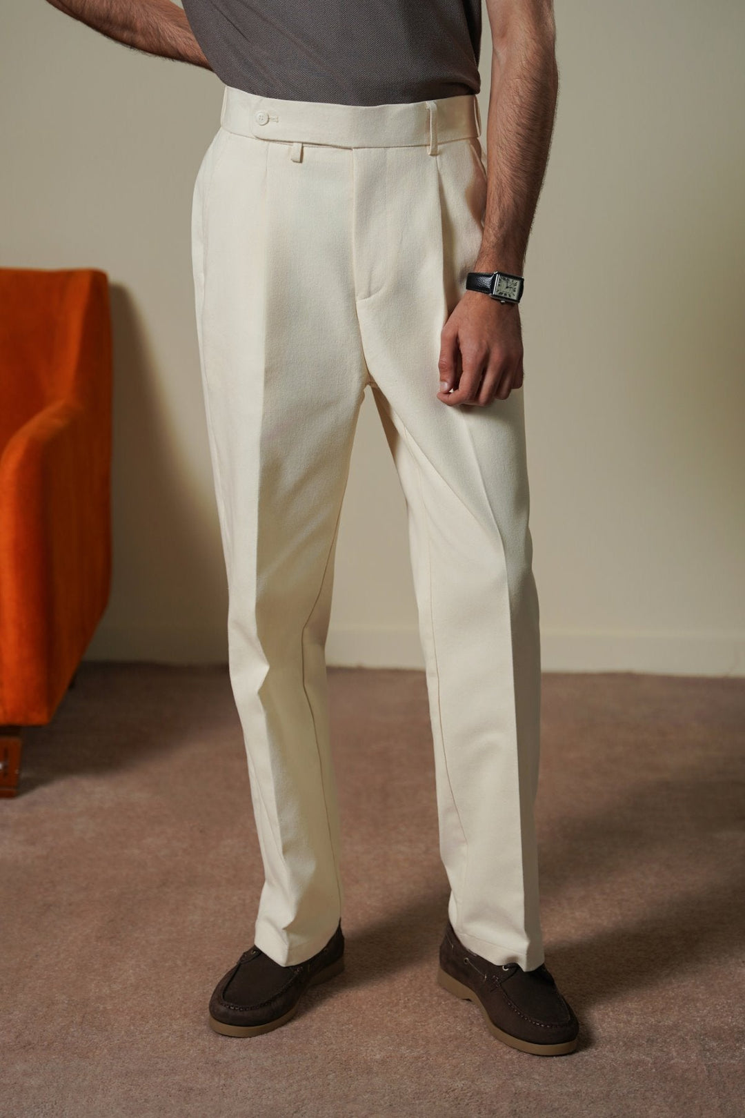 OFF WHITE TAILORED TWILL PANTS
