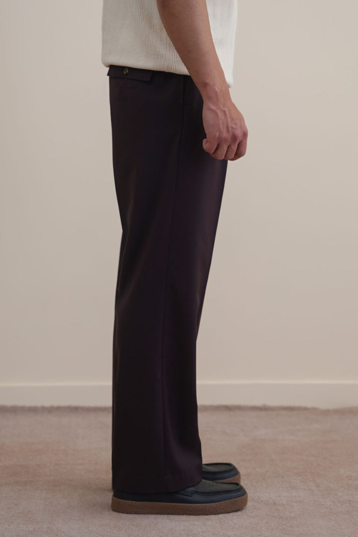 BROWN PLEATED TAILORED PANTS