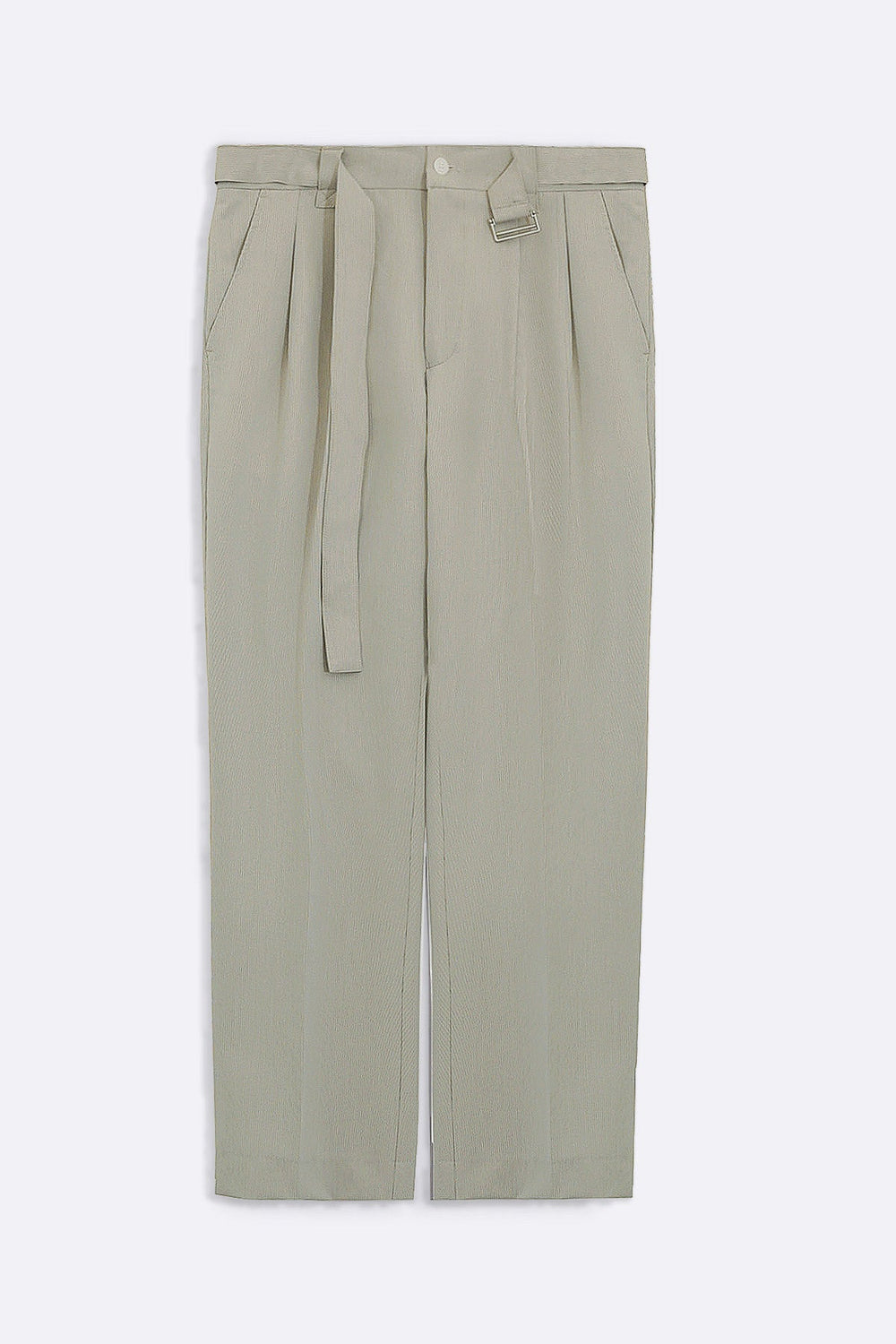 BEIGE SIGNATURE BELTED PANTS