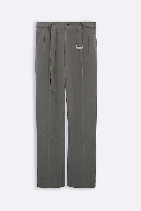 GREY SIGNATURE BELTED PANTS