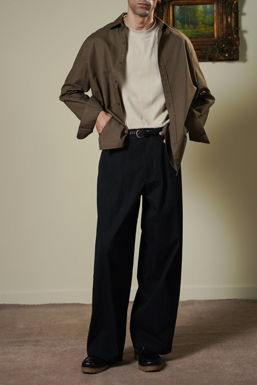 BLACK TECHNICAL FABRIC BALLOON PANTS