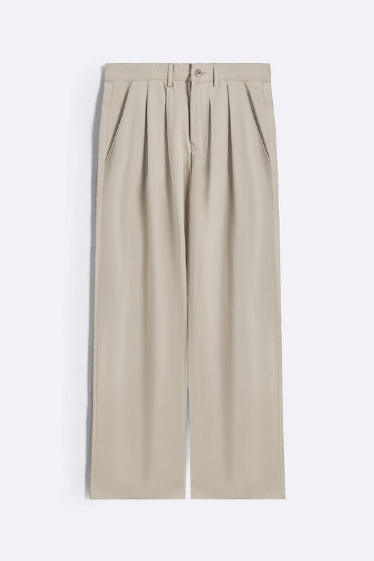 DOUBLE PLEAT TWILL PANTS
