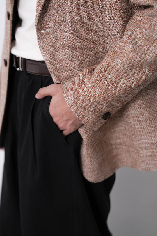 BLACK-DOUBLE PLEAT TWILL PANTS