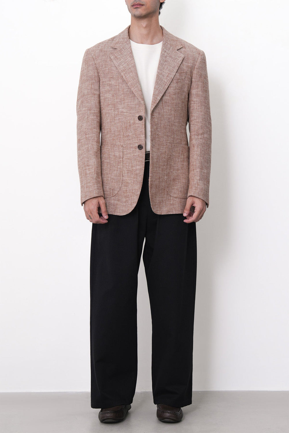 BLACK-DOUBLE PLEAT TWILL PANTS