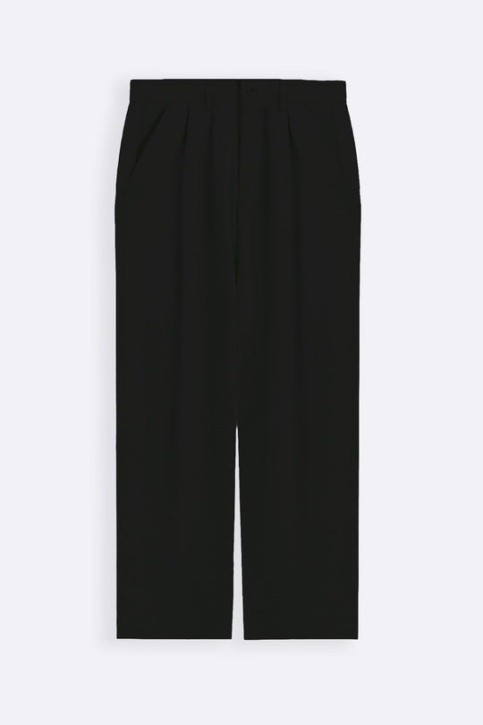 BLACK-DOUBLE PLEAT TWILL PANTS