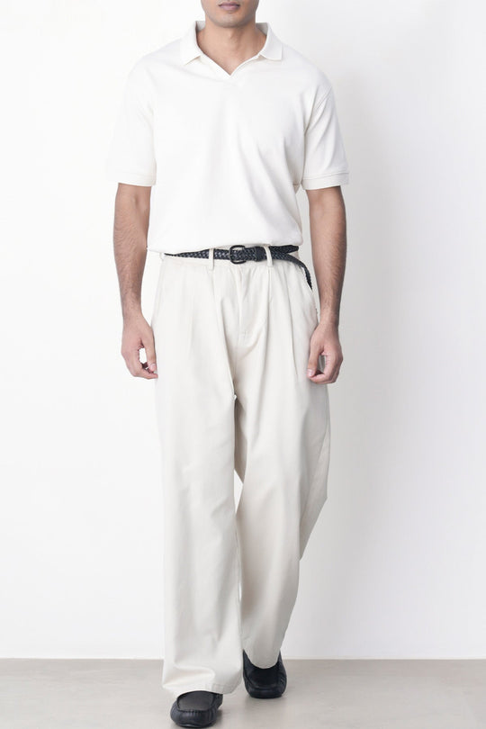 OFF WHITE-DOUBLE PLEAT TWILL PANTS
