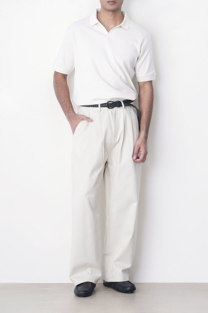 OFF WHITE-DOUBLE PLEAT TWILL PANTS
