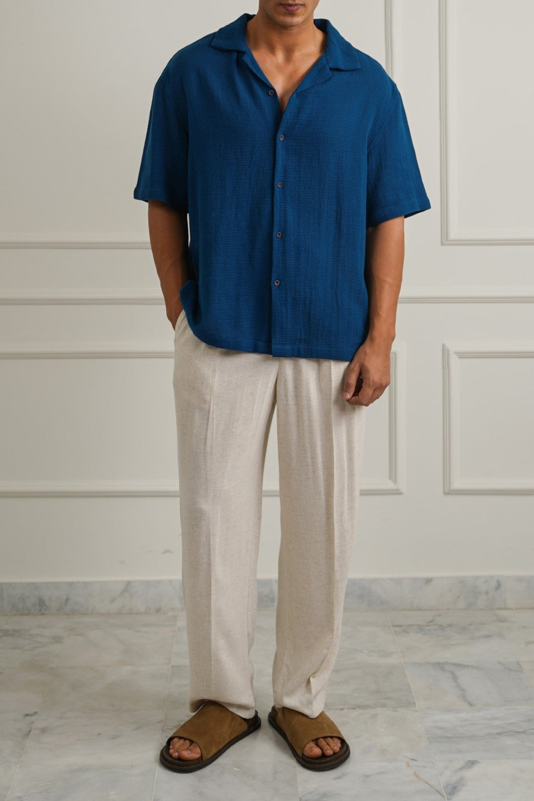 OAT MELANGE LINEN BLEND BAGGY PANTS