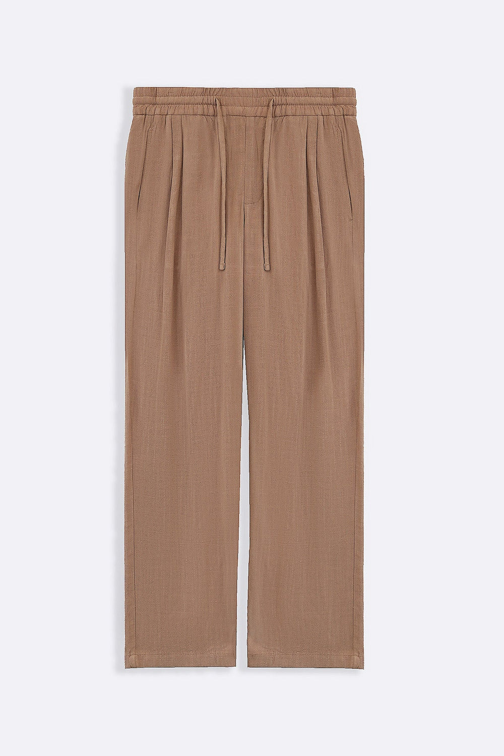 TAUPE LINEN BLEND BAGGY PANTS