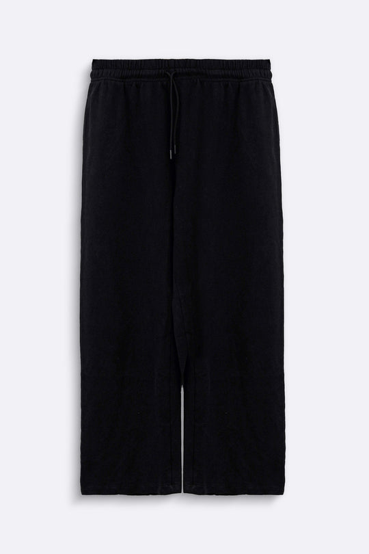 BLACK MINIMAL STRAIGHT LEG PANTS