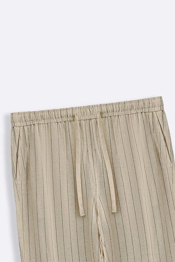 BEIGE PIN STRIPED TROUSERS