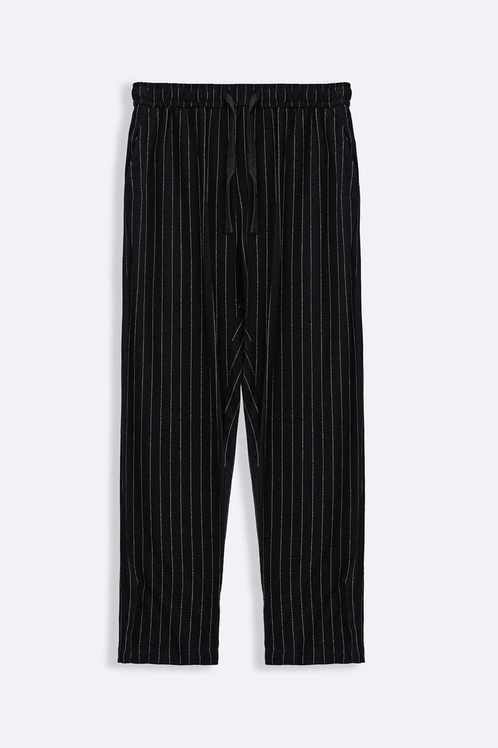 BLACK PIN STRIPED TROUSERS