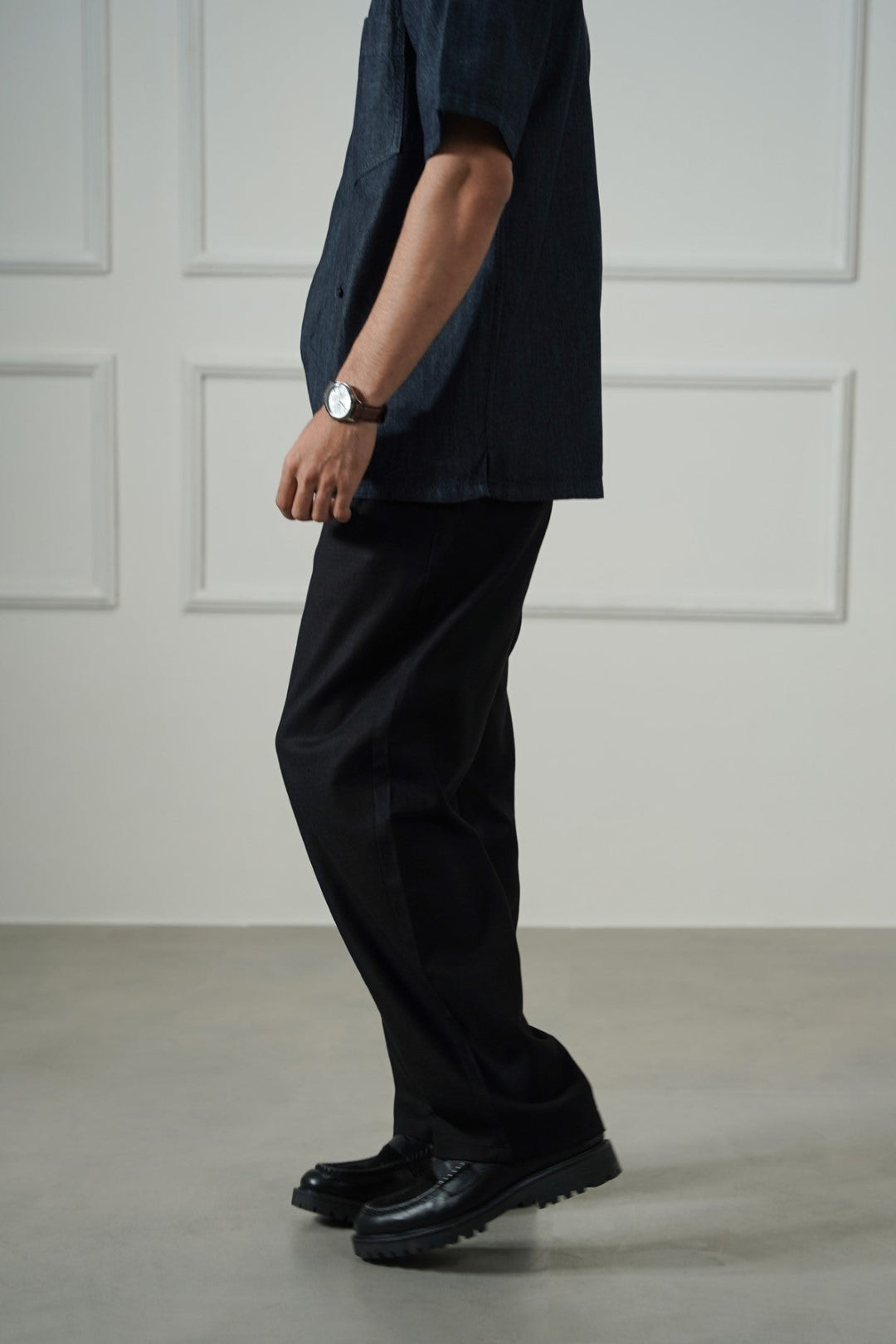 BLACK HEMP FIBER TROUSERS