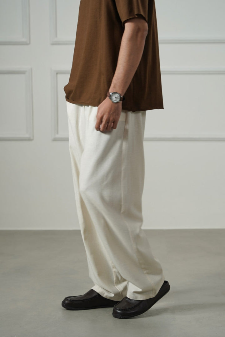 OAT MELANGE HEMP FIBER TROUSERS