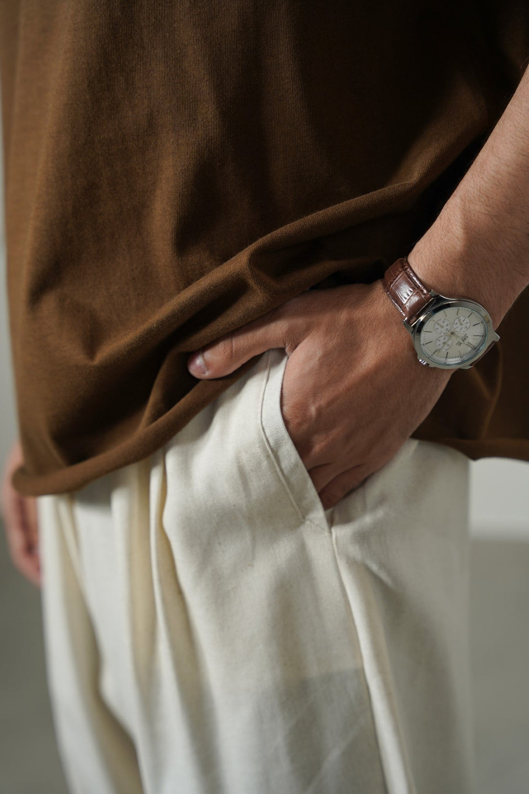 OAT MELANGE HEMP FIBER TROUSERS