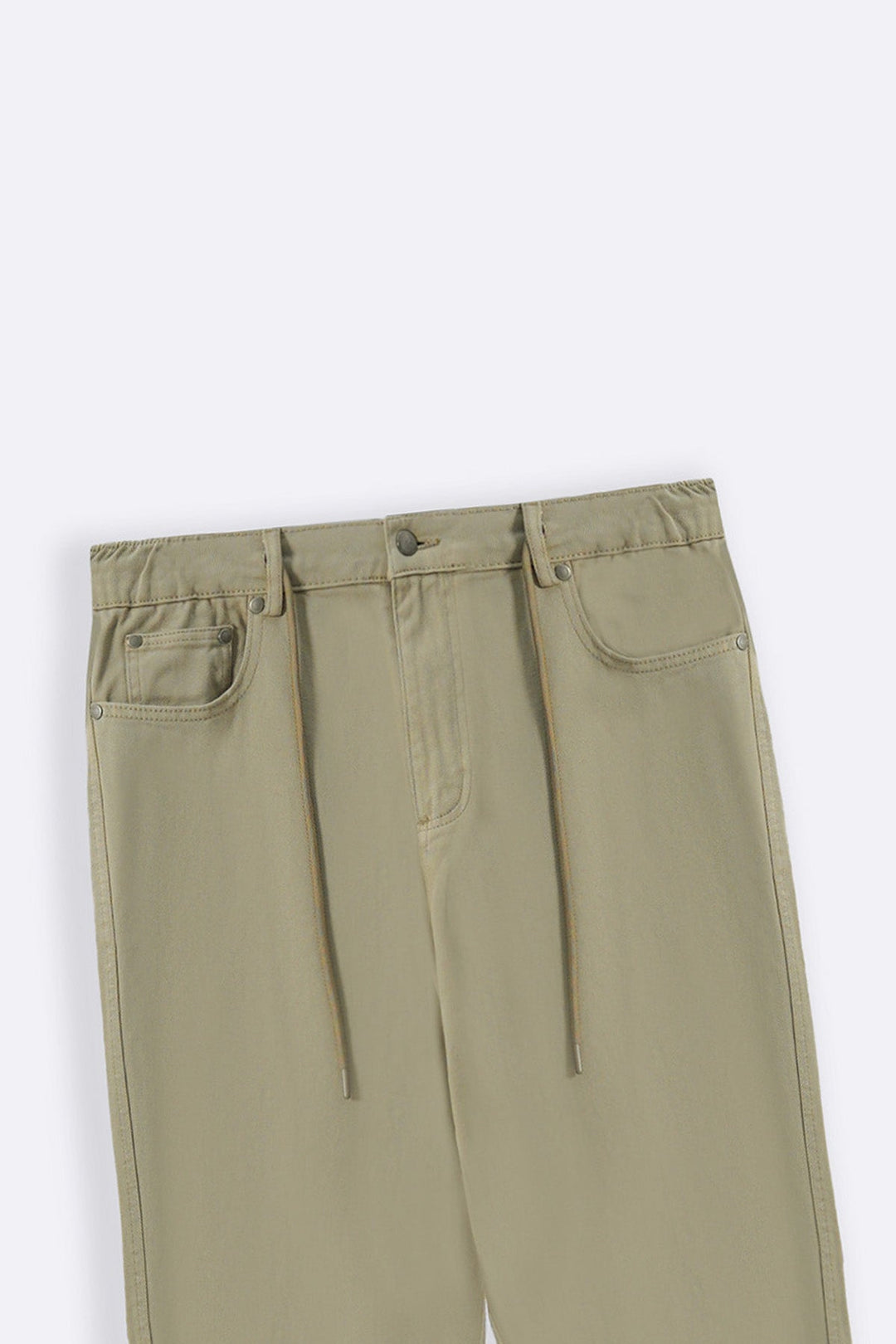 BEIGE PULL-ON TWILL JEANS