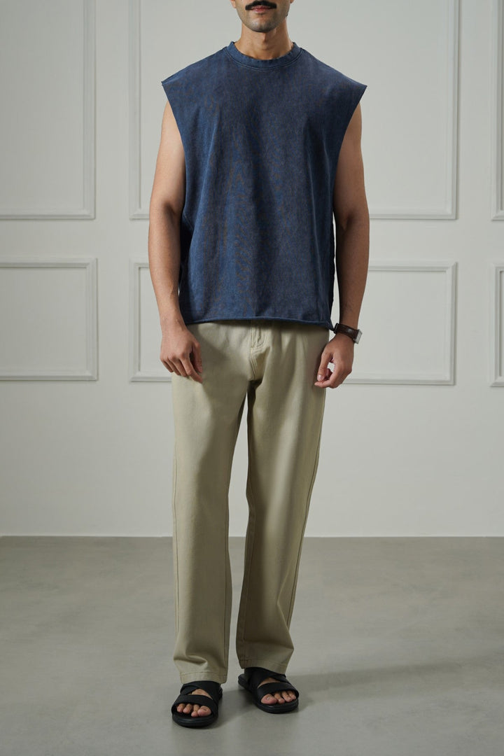 BEIGE PULL-ON TWILL JEANS