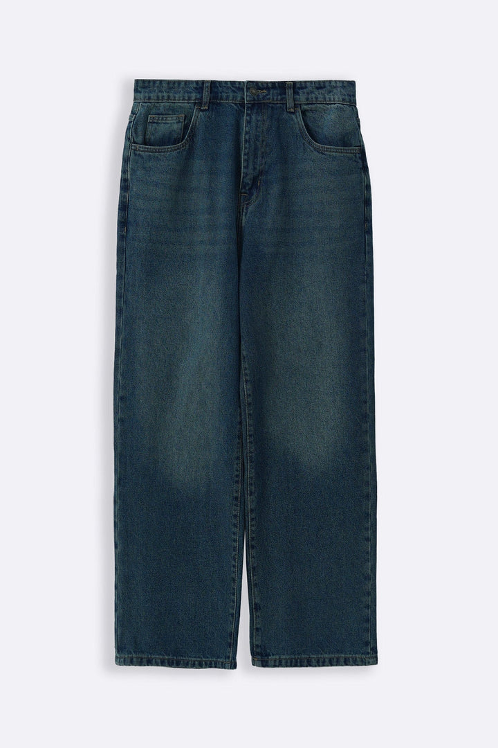 MID BLUE RELAXED FADED JEANS