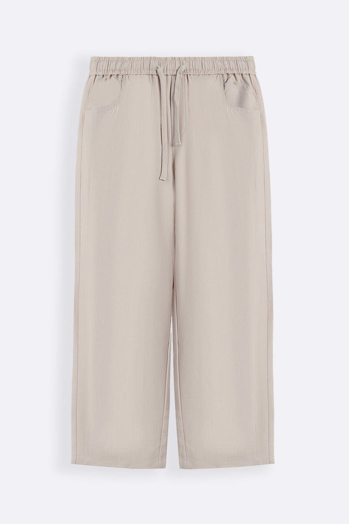 BEIGE TROPICAL FLOWY PANTS