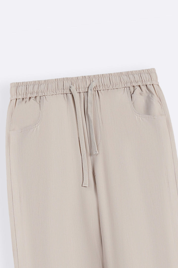BEIGE TROPICAL FLOWY PANTS