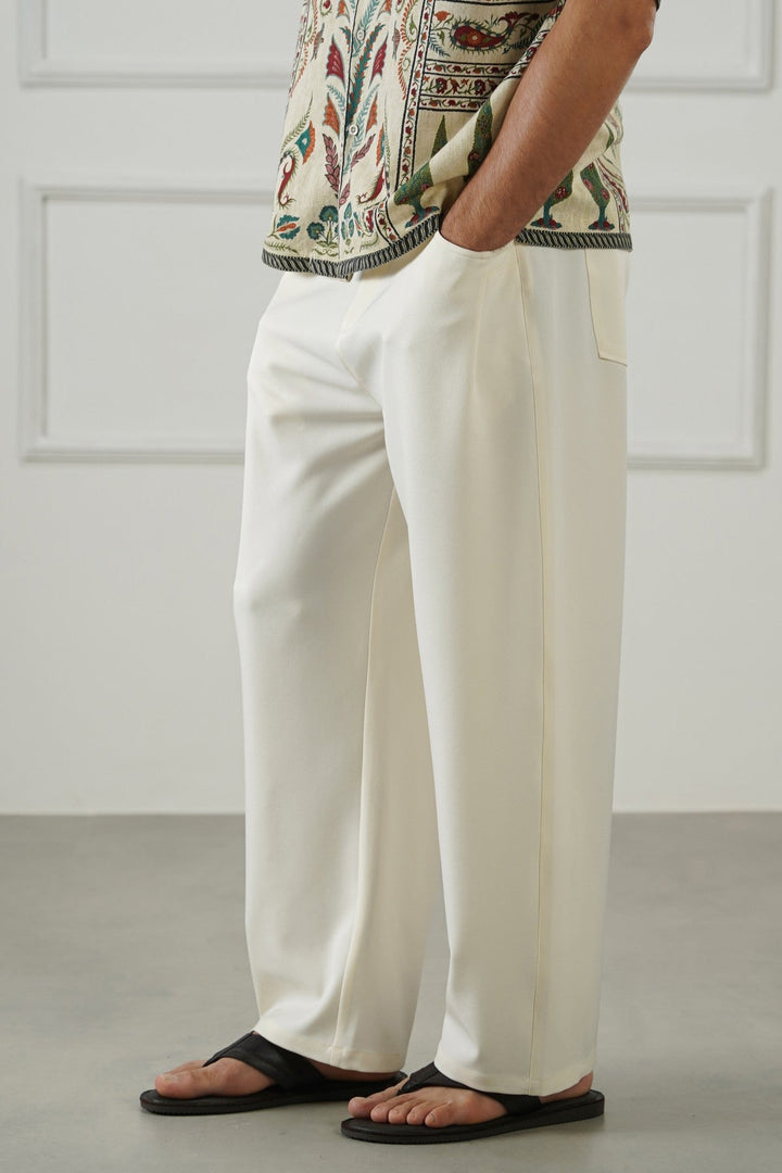 ECRU TWILL BAGGY PANTS