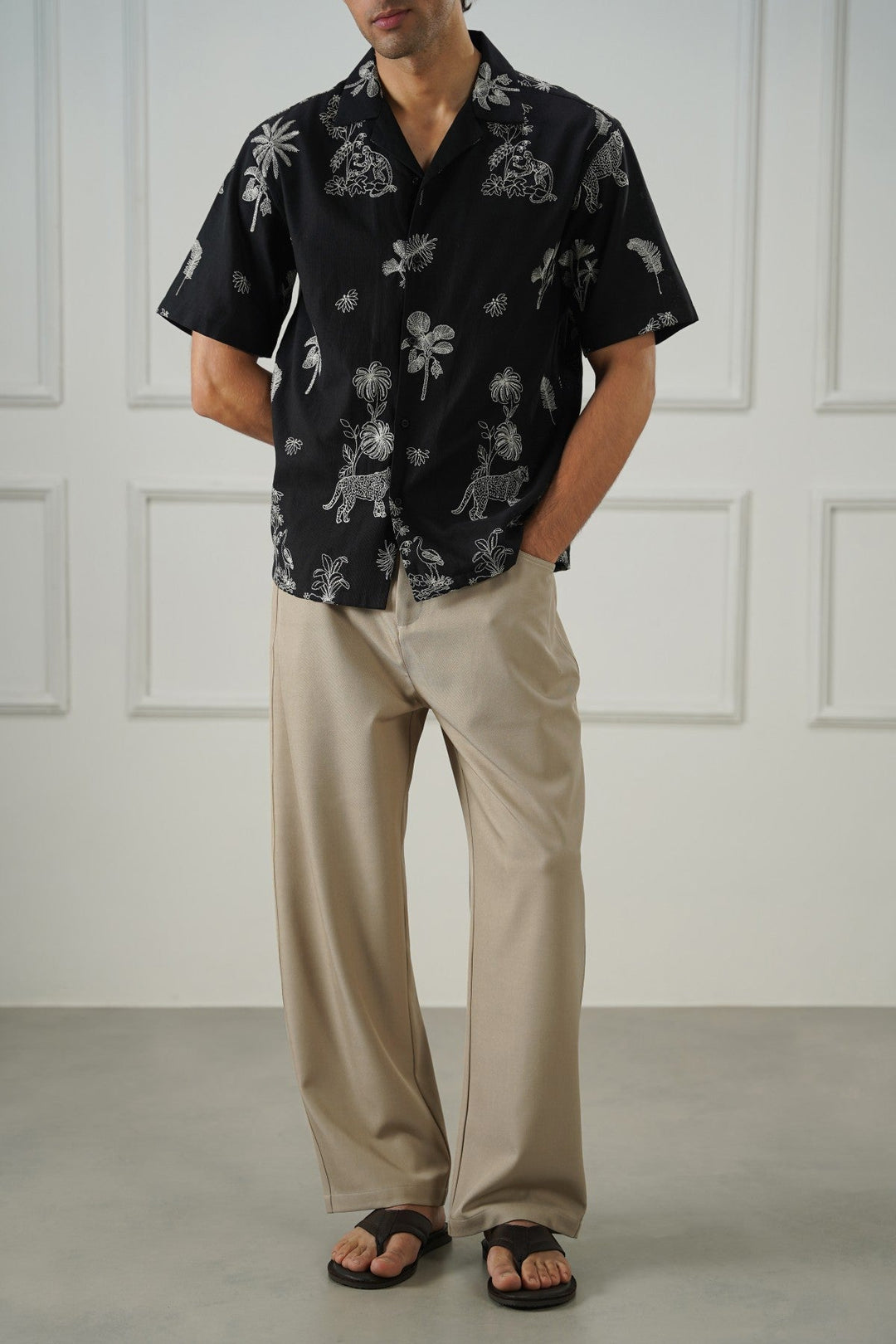 KHAKI TWILL BAGGY PANTS
