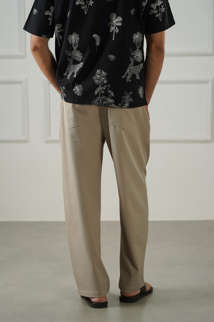KHAKI TWILL BAGGY PANTS
