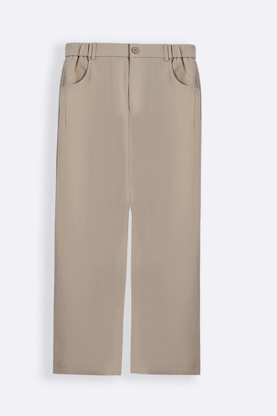 KHAKI TWILL BAGGY PANTS