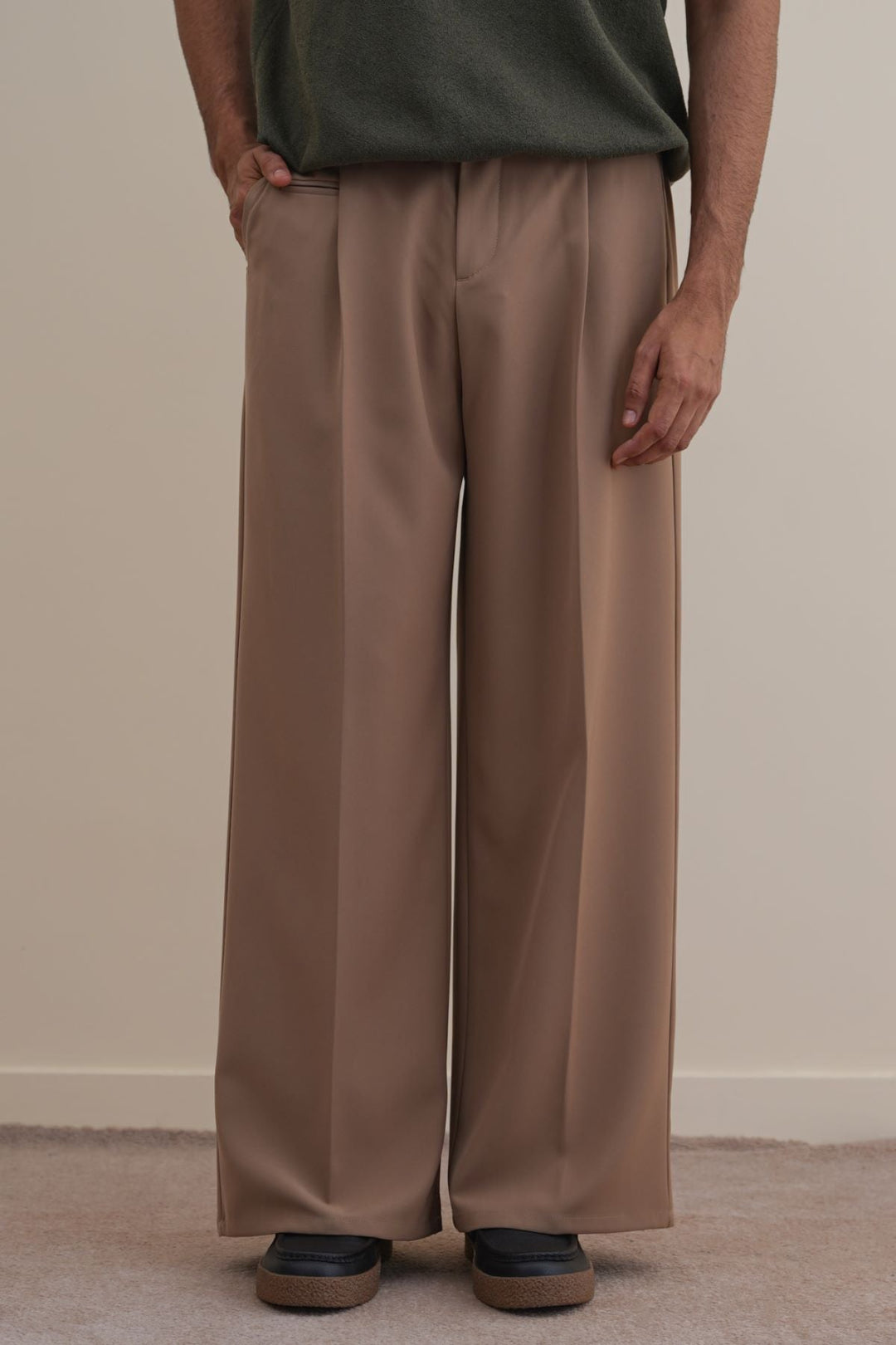 MOUSE GREY WIDE TAILORED PANTS