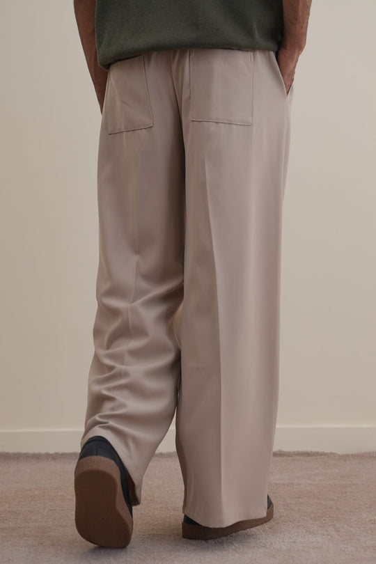 TAUPE WIDE TAILORED PANTS