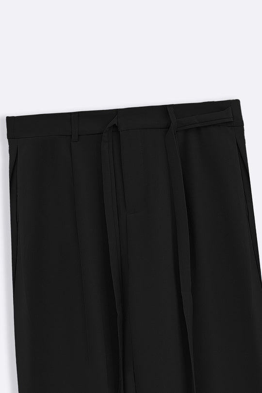 BLACK TIE UP SLOUCHY PANTS