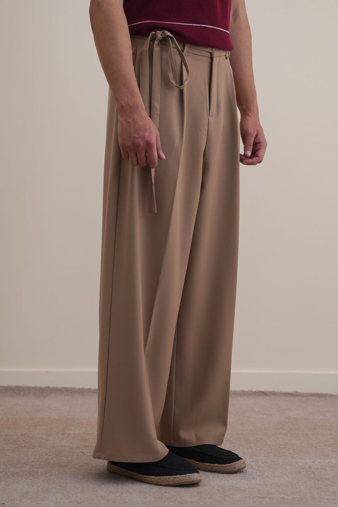 MOUSE GREY TIE UP SLOUCHY PANTS