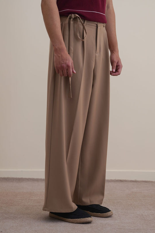 MOUSE GREY TIE UP SLOUCHY PANTS