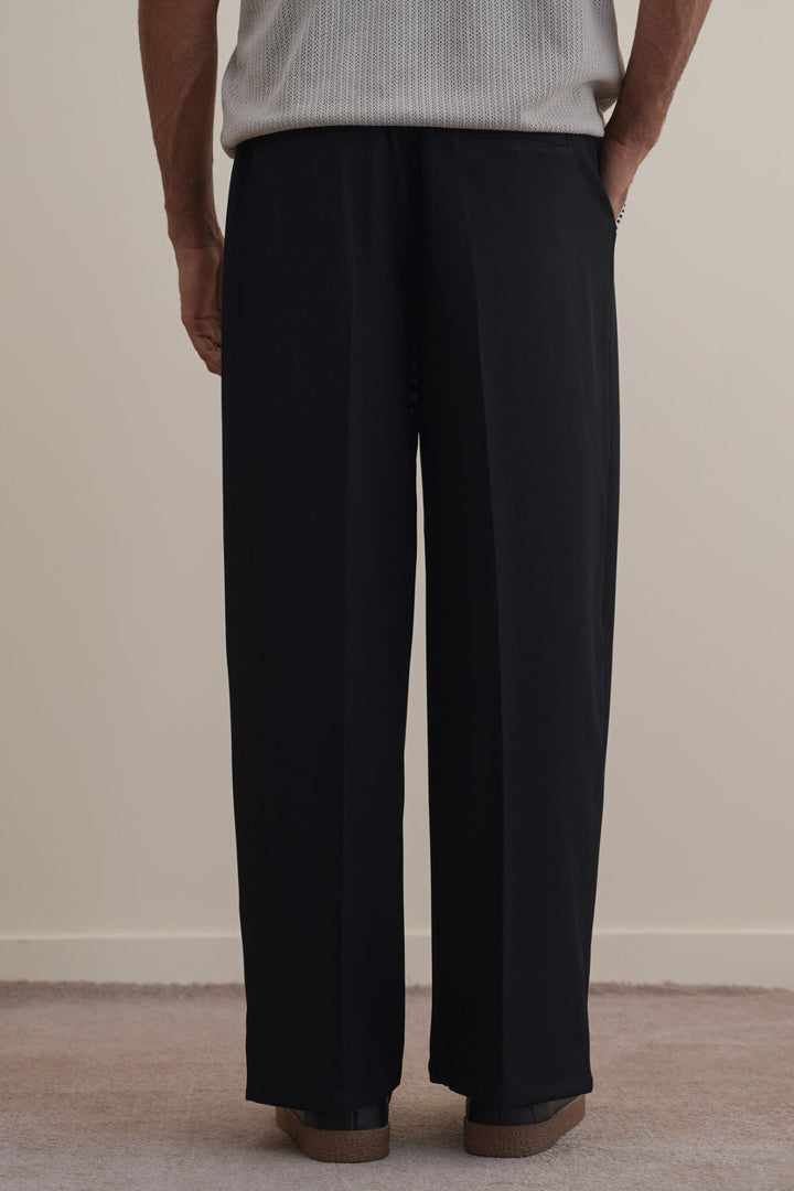 BLACK STITCH DETAIL TAILORED PANTS
