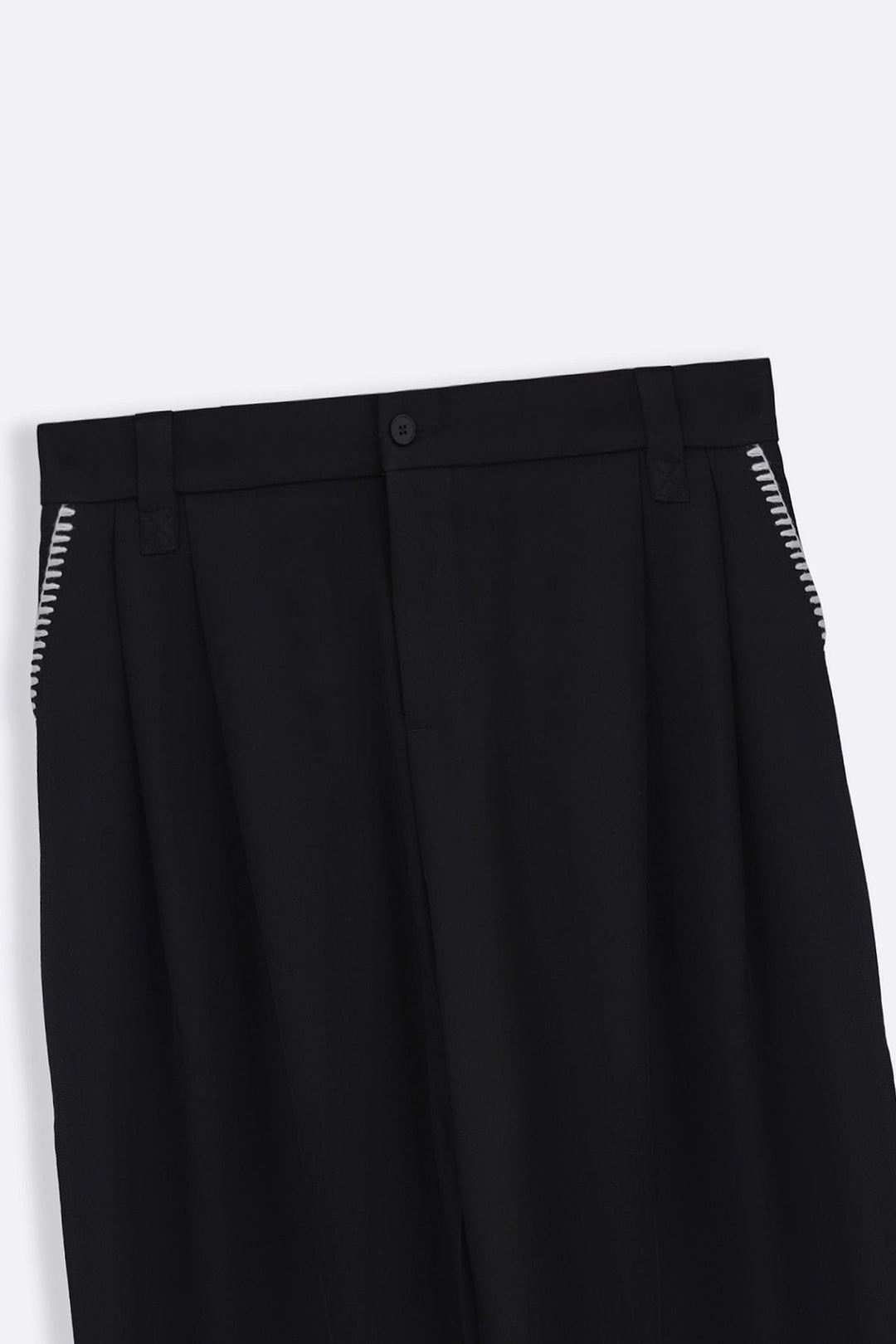 BLACK STITCH DETAIL TAILORED PANTS